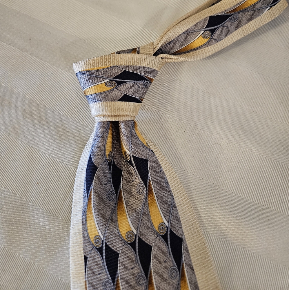 Italian made Silk Men's Tie in Black, Gray, and Gold